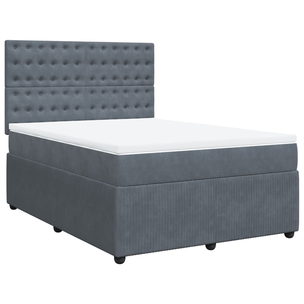 Boxspring met matras fluweel donkergrijs 160x200 cm