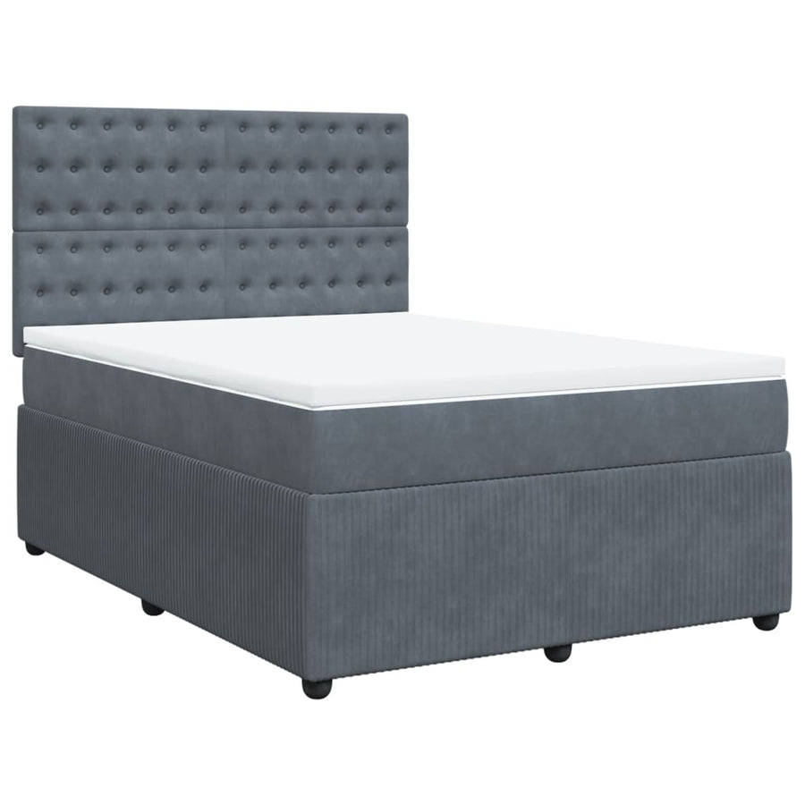 Boxspring met matras fluweel donkergrijs 160x200 cm