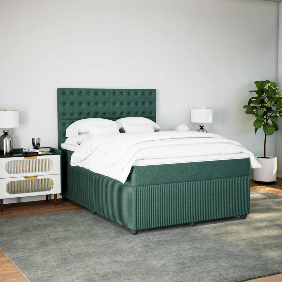 Boxspring met matras fluweel donkergroen 160x200 cm