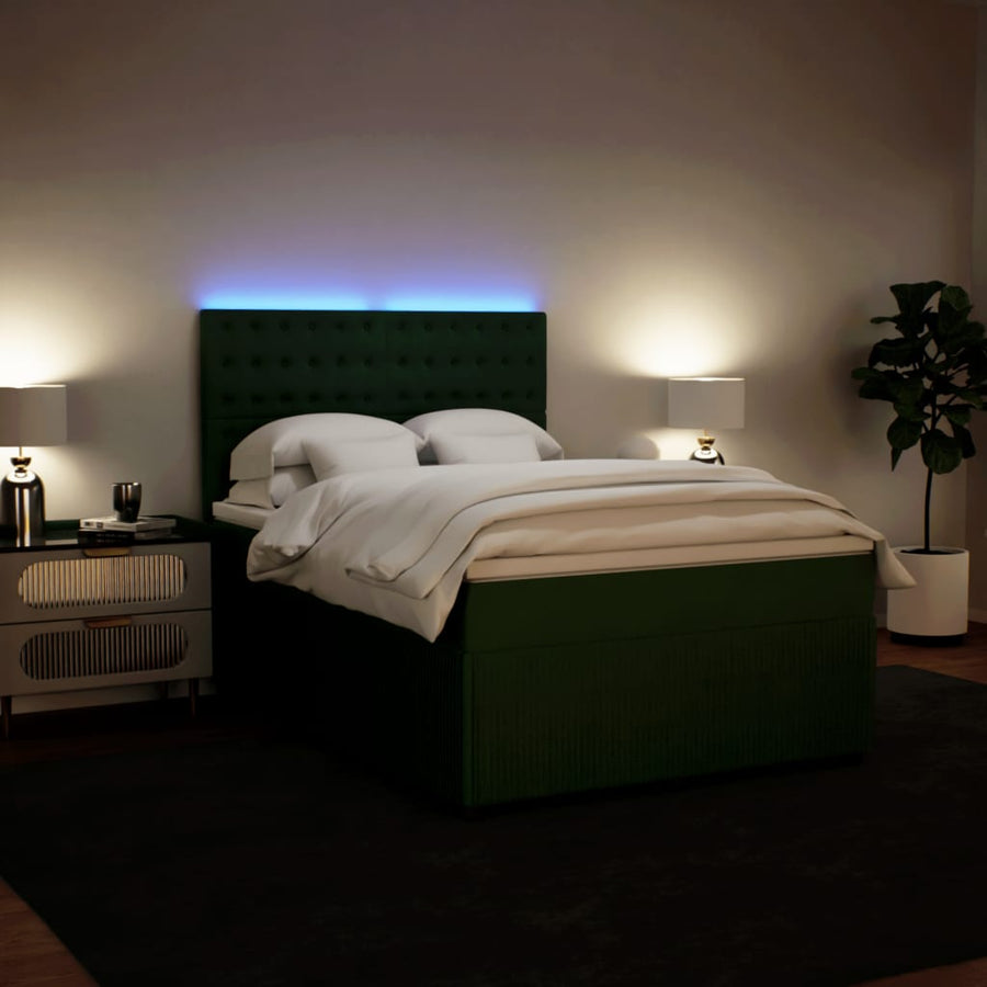 Boxspring met matras fluweel donkergroen 160x200 cm