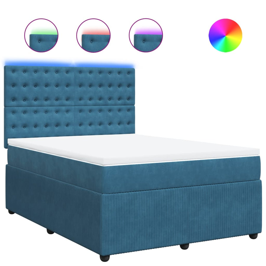 Boxspring met matras fluweel blauw 160x200 cm
