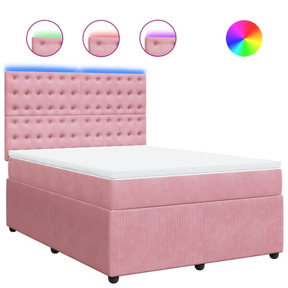 Boxspring met matras fluweel roze 160x200 cm