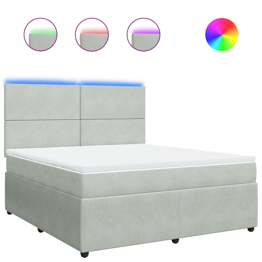 Boxspring met matras fluweel lichtgrijs 180x200 cm