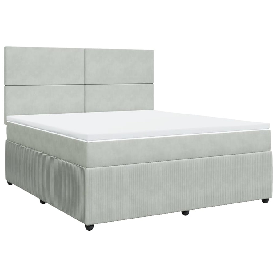 Boxspring met matras fluweel lichtgrijs 180x200 cm