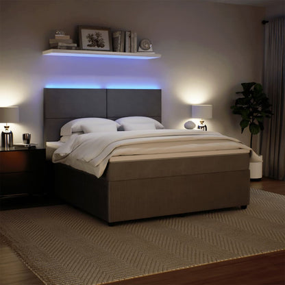 Boxspring met matras fluweel lichtgrijs 180x200 cm