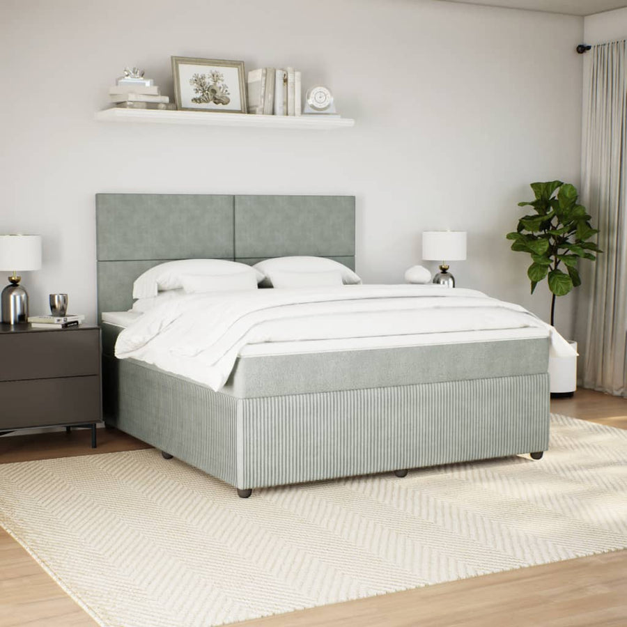 Boxspring met matras fluweel lichtgrijs 180x200 cm