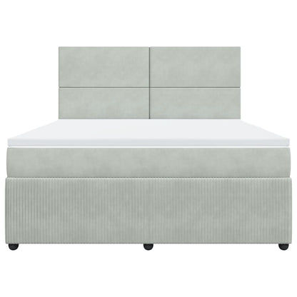 Boxspring met matras fluweel lichtgrijs 180x200 cm