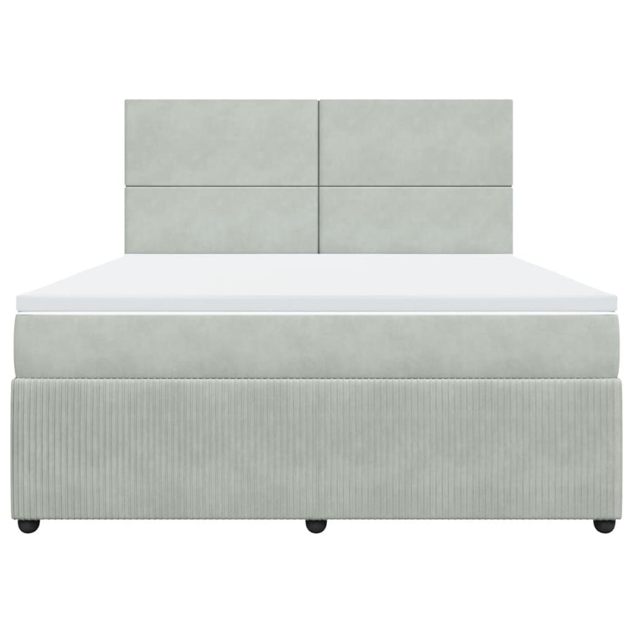 Boxspring met matras fluweel lichtgrijs 180x200 cm