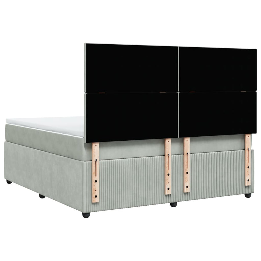Boxspring met matras fluweel lichtgrijs 180x200 cm