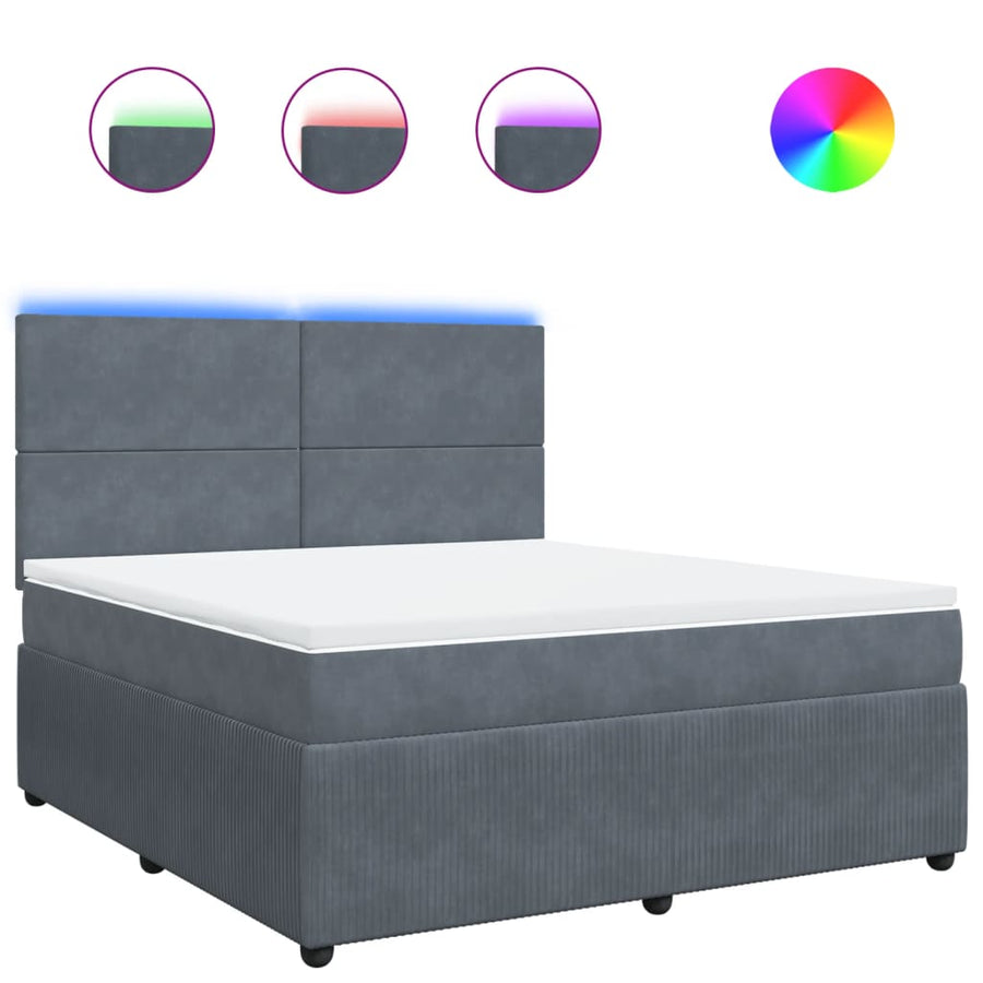 Boxspring met matras fluweel donkergrijs 180x200 cm