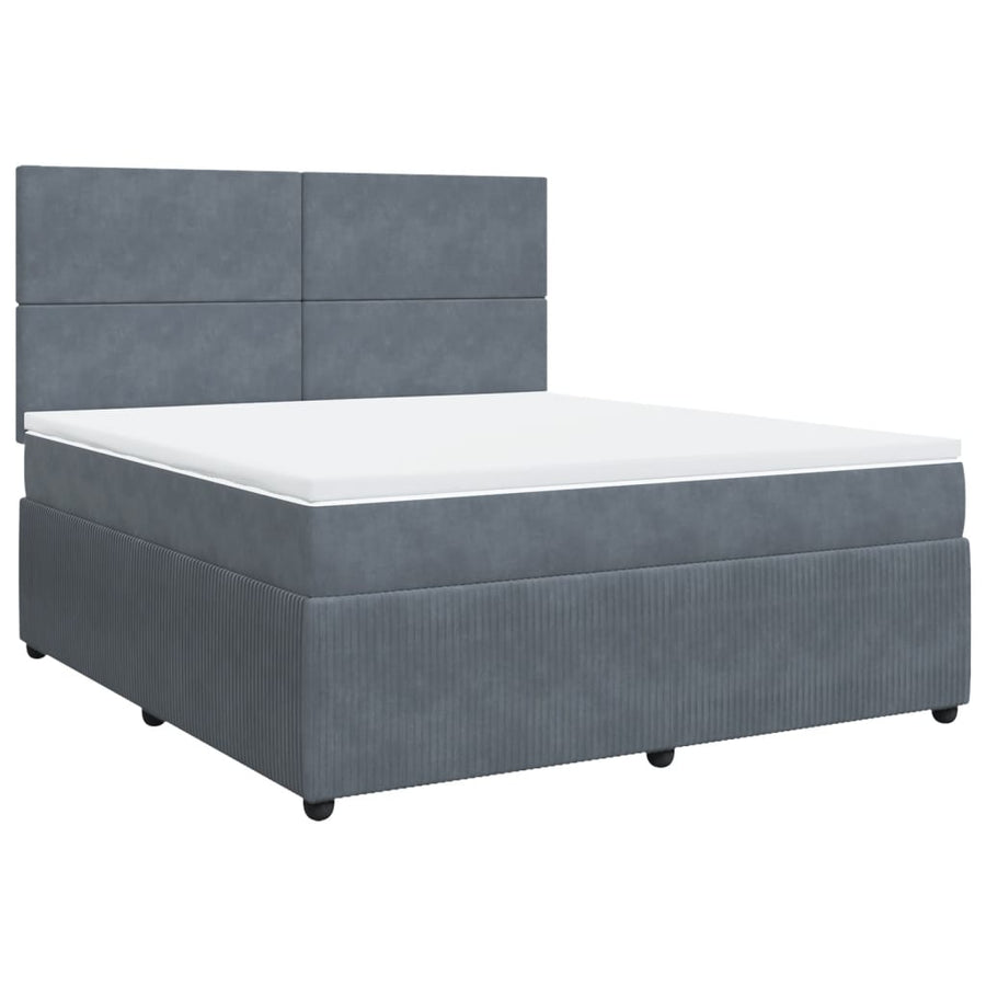 Boxspring met matras fluweel donkergrijs 180x200 cm