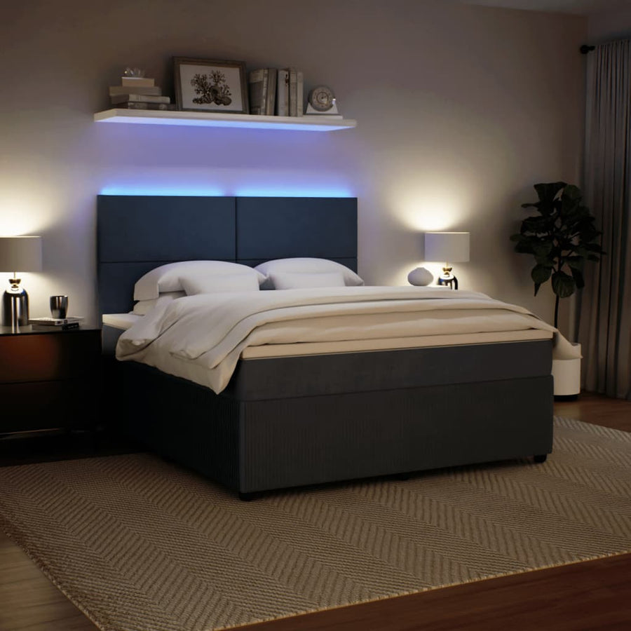 Boxspring met matras fluweel donkergrijs 180x200 cm