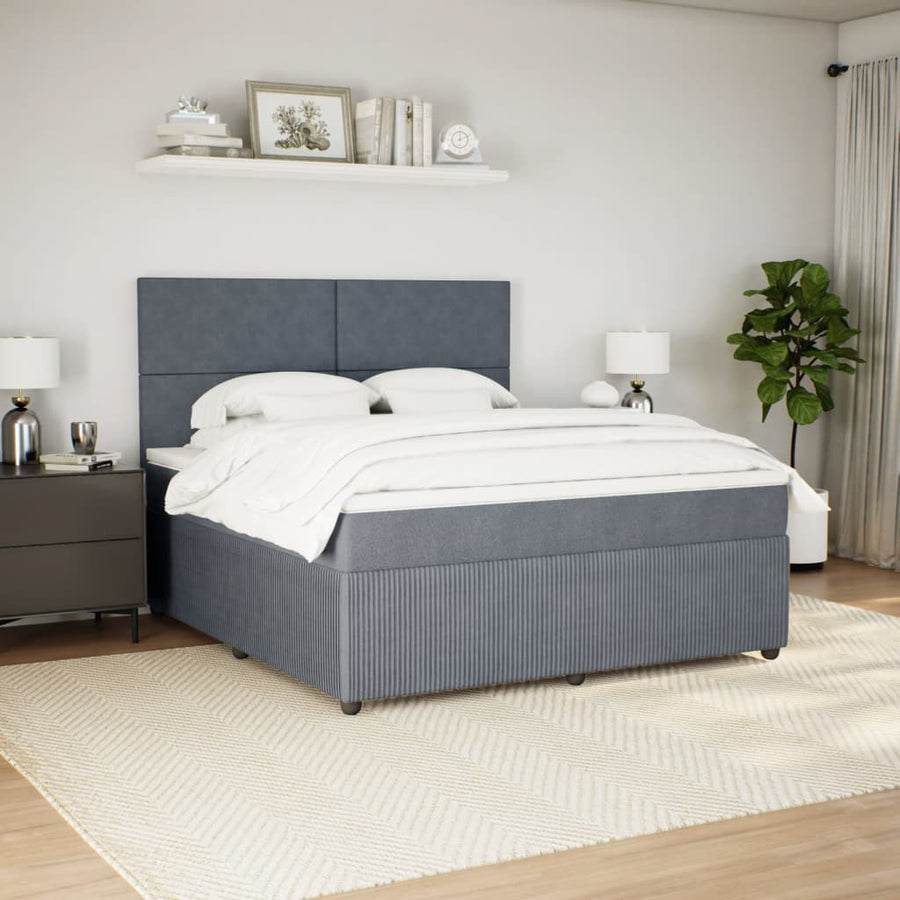 Boxspring met matras fluweel donkergrijs 180x200 cm