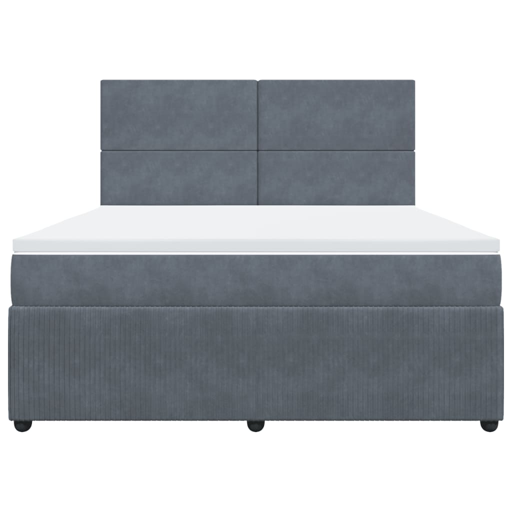 Boxspring met matras fluweel donkergrijs 180x200 cm