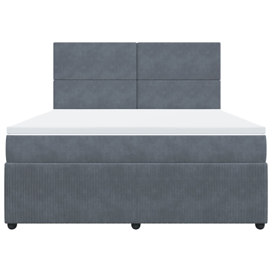 Boxspring met matras fluweel donkergrijs 180x200 cm