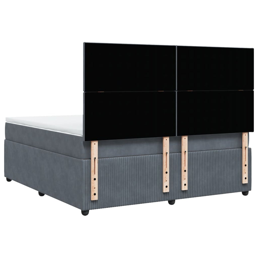 Boxspring met matras fluweel donkergrijs 180x200 cm