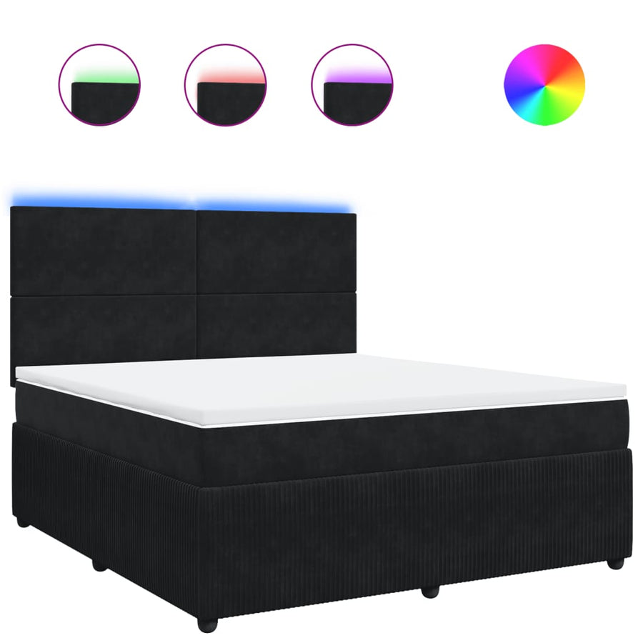 Boxspring met matras fluweel zwart 180x200 cm