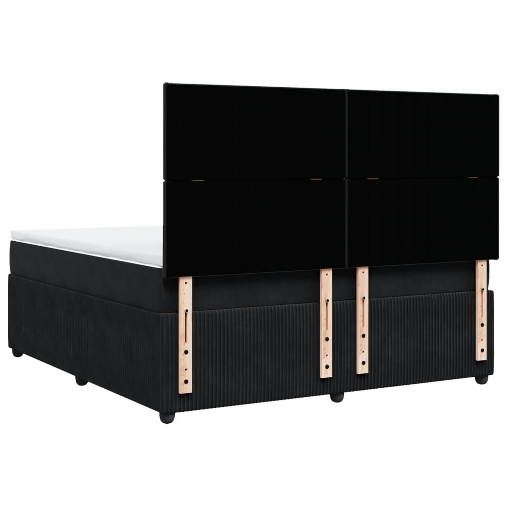 Boxspring met matras fluweel zwart 180x200 cm