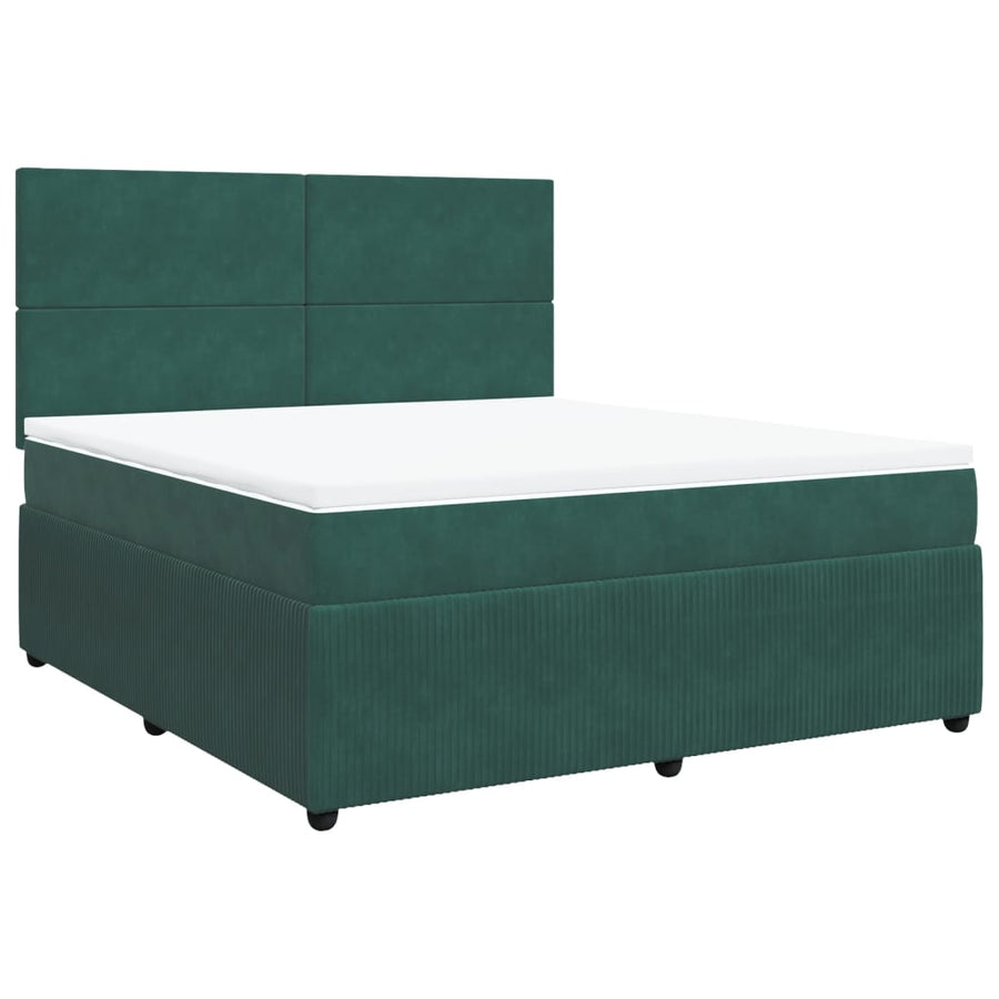 Boxspring met matras fluweel donkergroen 180x200 cm