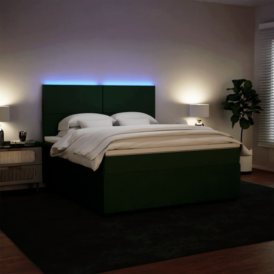 Boxspring met matras fluweel donkergroen 180x200 cm
