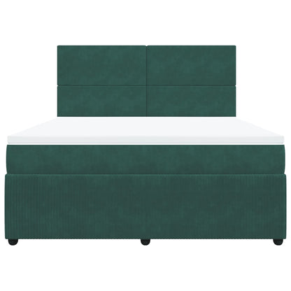 Boxspring met matras fluweel donkergroen 180x200 cm