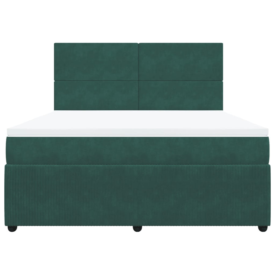 Boxspring met matras fluweel donkergroen 180x200 cm