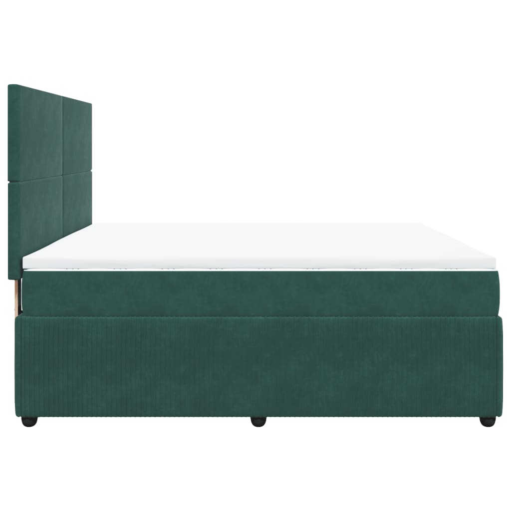Boxspring met matras fluweel donkergroen 180x200 cm