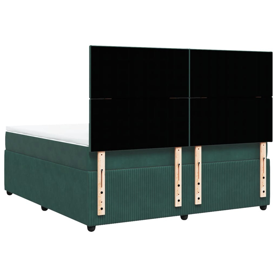 Boxspring met matras fluweel donkergroen 180x200 cm