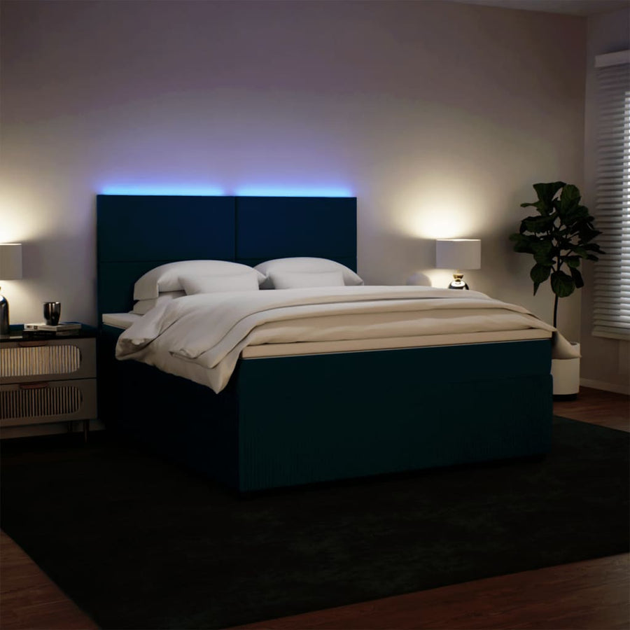Boxspring met matras fluweel blauw 180x200 cm