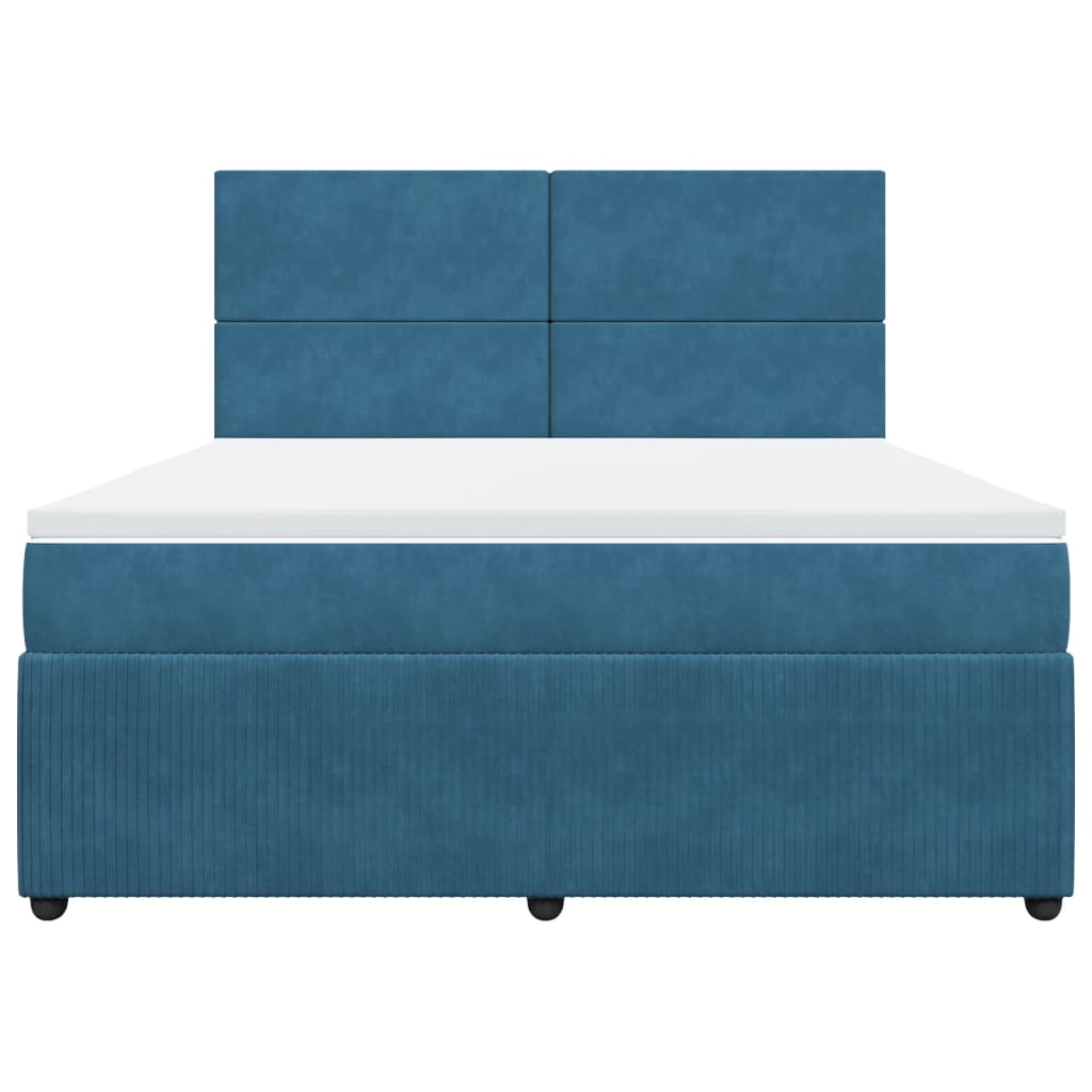 Boxspring met matras fluweel blauw 180x200 cm