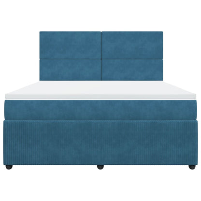 Boxspring met matras fluweel blauw 180x200 cm