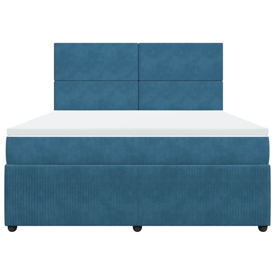 Boxspring met matras fluweel blauw 180x200 cm