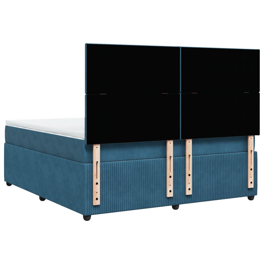 Boxspring met matras fluweel blauw 180x200 cm