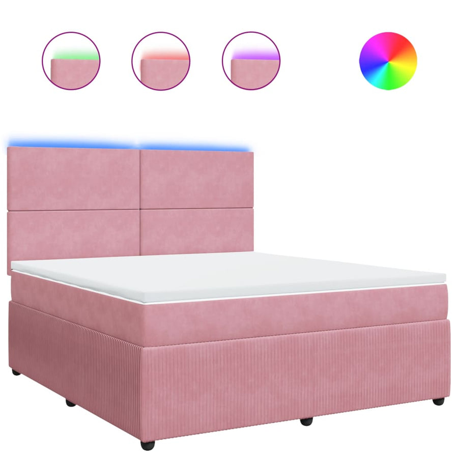 Boxspring met matras fluweel roze 180x200 cm