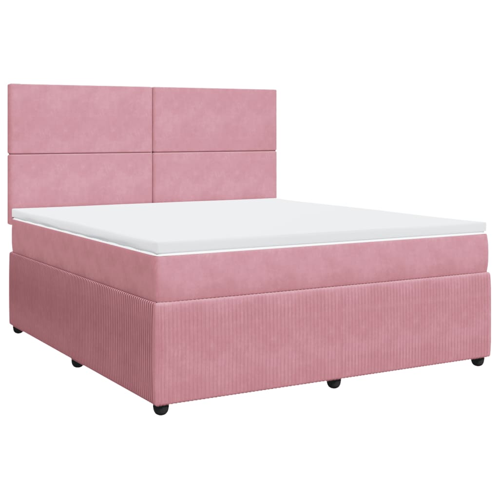 Boxspring met matras fluweel roze 180x200 cm