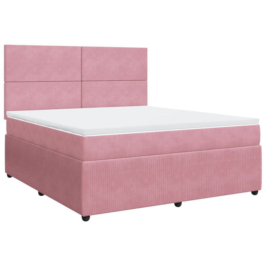 Boxspring met matras fluweel roze 180x200 cm
