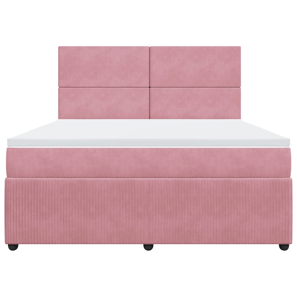 Boxspring met matras fluweel roze 180x200 cm