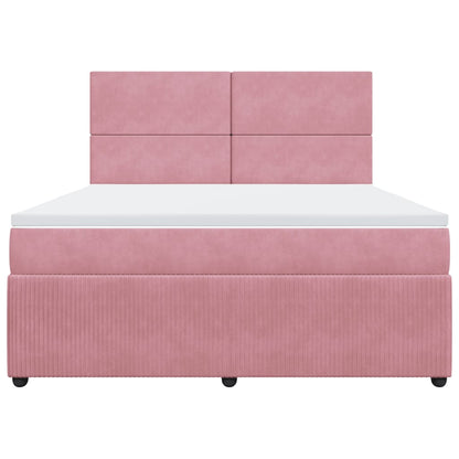 Boxspring met matras fluweel roze 180x200 cm