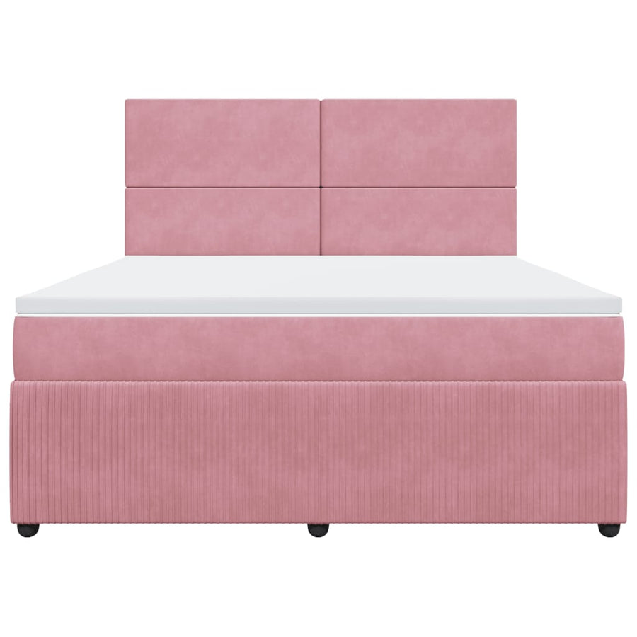 Boxspring met matras fluweel roze 180x200 cm