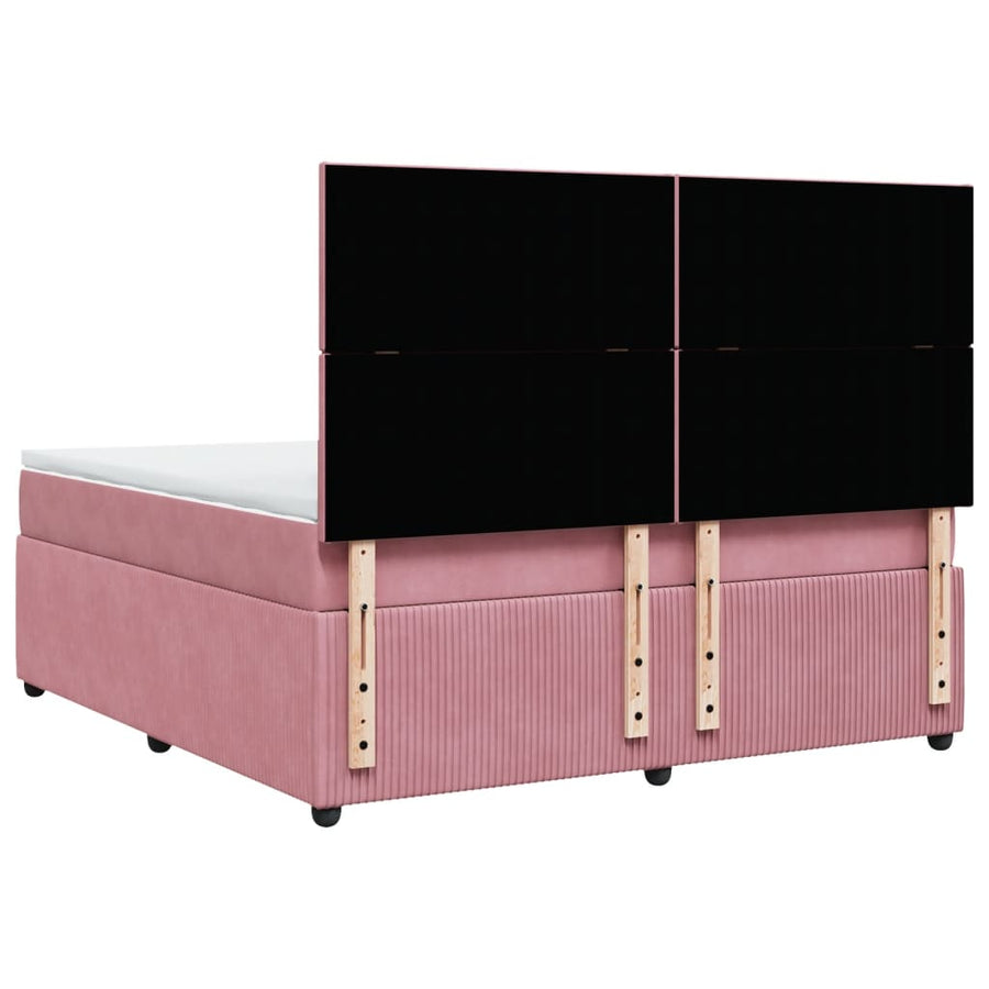 Boxspring met matras fluweel roze 180x200 cm