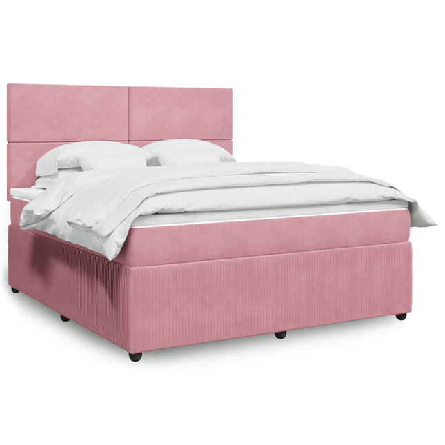 Boxspring met matras fluweel roze 180x200 cm