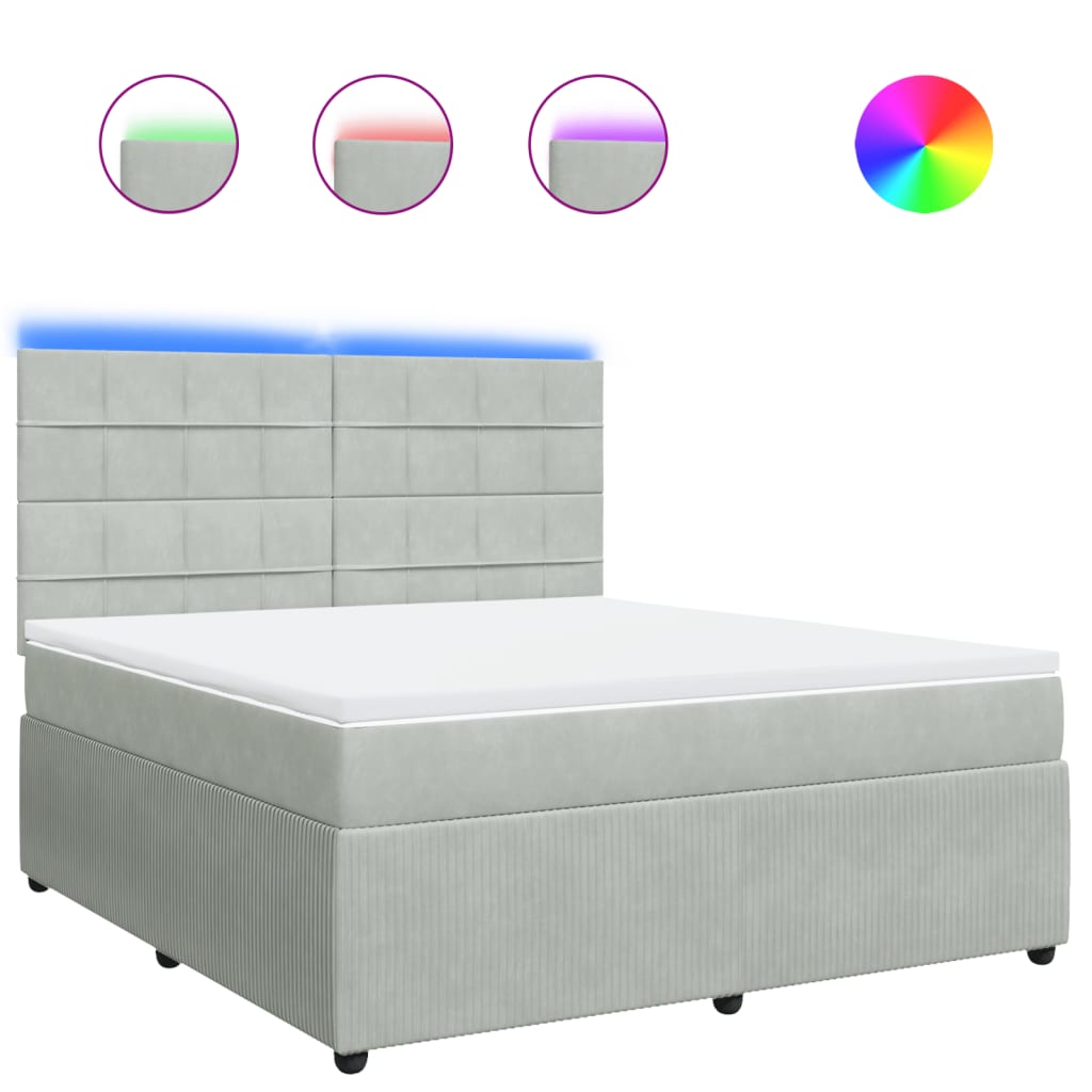 Boxspring met matras fluweel lichtgrijs 180x200 cm