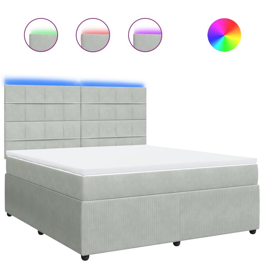 Boxspring met matras fluweel lichtgrijs 180x200 cm
