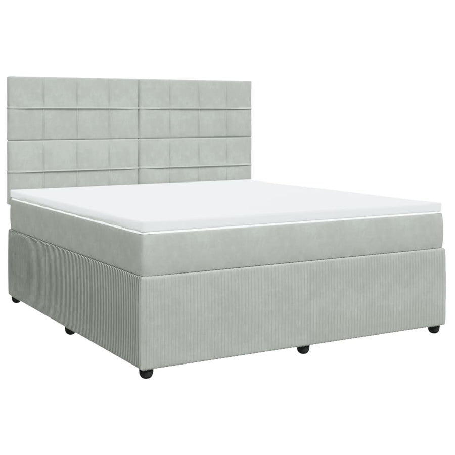 Boxspring met matras fluweel lichtgrijs 180x200 cm