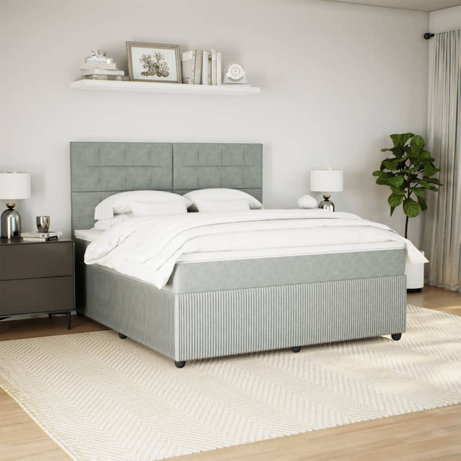 Boxspring met matras fluweel lichtgrijs 180x200 cm