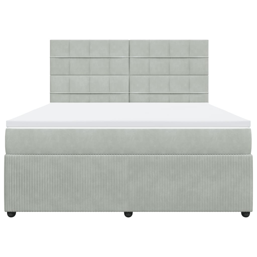 Boxspring met matras fluweel lichtgrijs 180x200 cm