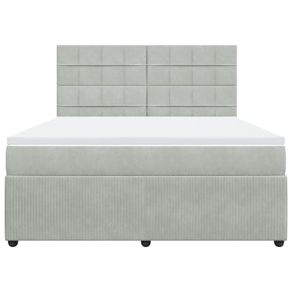 Boxspring met matras fluweel lichtgrijs 180x200 cm