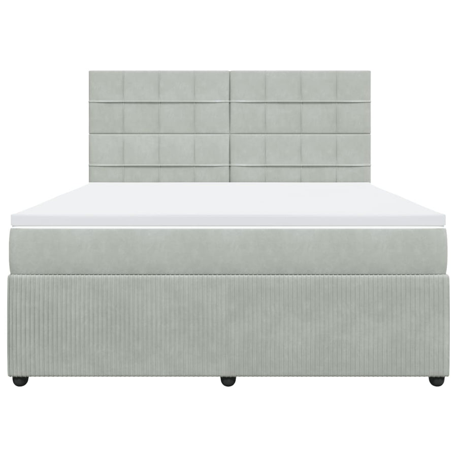 Boxspring met matras fluweel lichtgrijs 180x200 cm