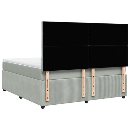 Boxspring met matras fluweel lichtgrijs 180x200 cm