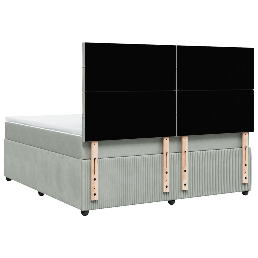 Boxspring met matras fluweel lichtgrijs 180x200 cm